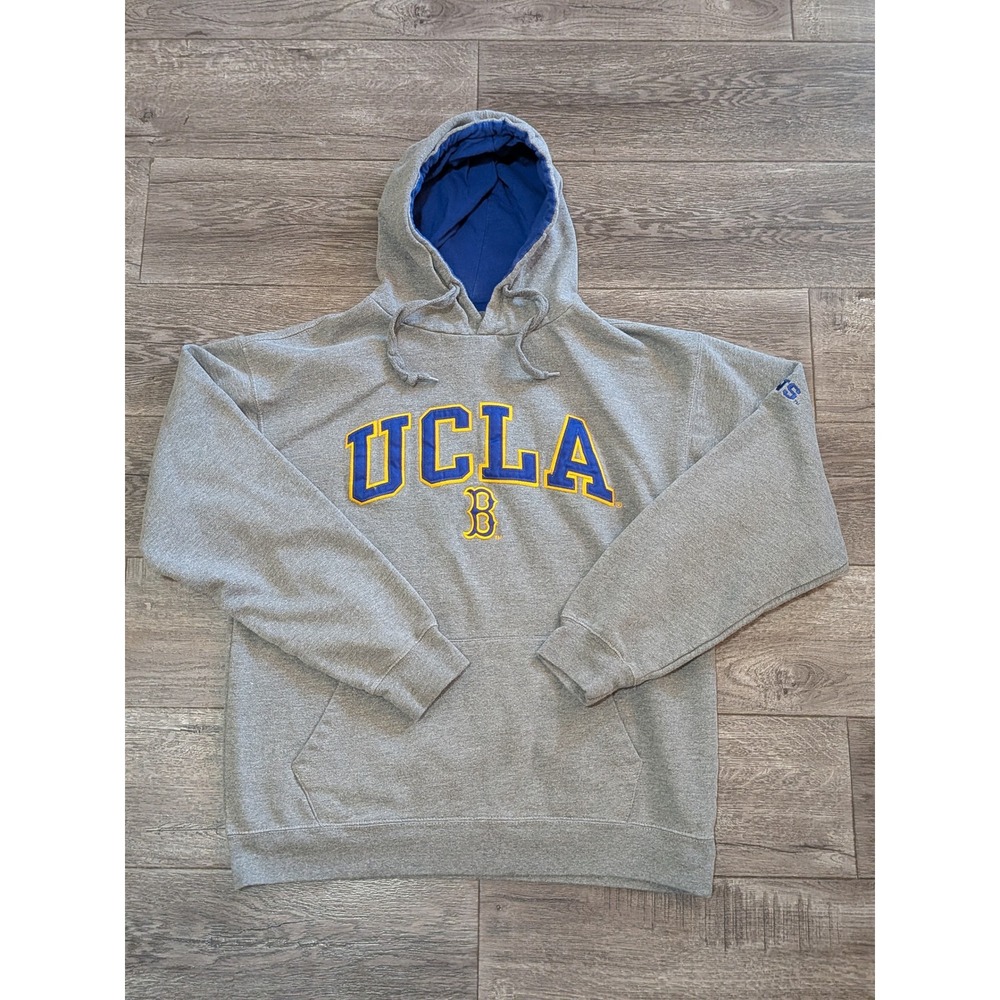 Old Varsity Brand UCLA Bruins Hoodie Mens Large Gray Blue Gold Sweatshirt NCAA